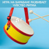 Игрушечный барабан, с палочками, на ленте, бумажная мембрана, размер: 15 × 15 × 7 см