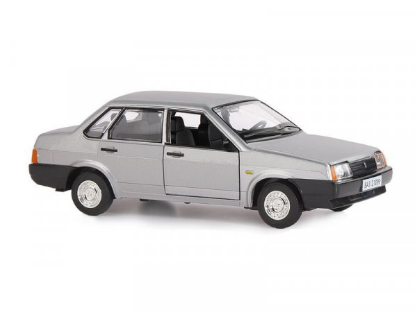 Машина "АВТОПАНОРАМА" ВАЗ 21099 серебристый, 1:22, инерция, Pull Bаck механизм, в/к