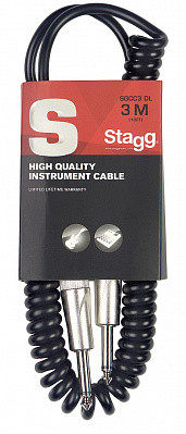 STAGG SGCC3 DL - гитарный шнур, витой, 3 м. Толщина кабеля - 6 мм, PRO джеки