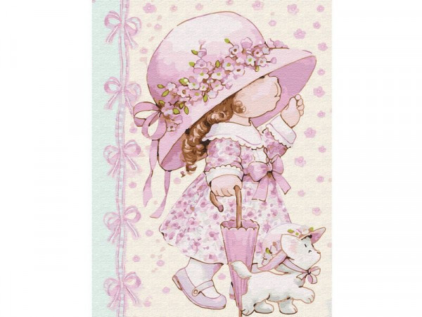 Картина по номерам с цветной схемой на холсте 30х40 Маленькая модница (20 цветов)