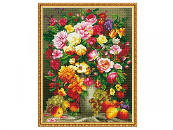 Алмазная мозаика с нанесенной рамкой 40х50 ОСЕННИЙ НАТЮРМОРТ (37 цветов)