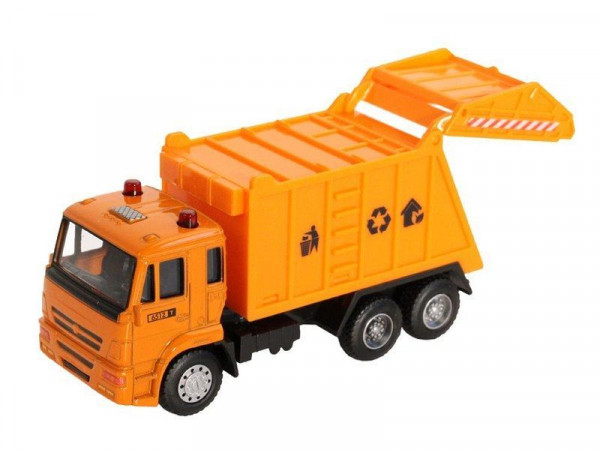 Машина "АВТОПАНОРАМА" "Мусоровоз", 1:54, цвет желтый, инерция, в/к 16,5*6,3*9