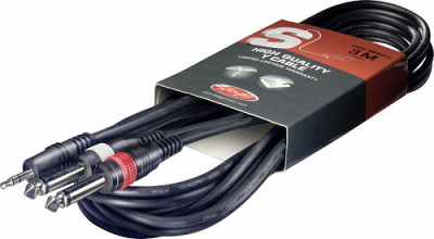 STAGG SYC3/MPS2P E - 3м, Y-кабель, 1x стерео мини JACK - 2x моно JACK, цвет: чёрный