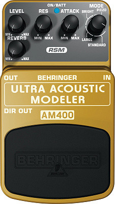 BEHRINGER AM400 ULTRA ACOUSTIC MODELER- Педаль моделирования акустических тембров (имитация звучания акустических гитар с любой электрогитарой)