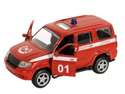 Машина "АВТОПАНОРАМА" "Пожарная служба", красный, 1/50, инерция, в/к 12*7*5,5 см