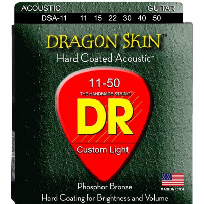 DR DSA-11 Dragon Skin струны для акустической гитары легкого натяжения (11-50)