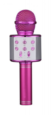Беспроводной микрофон FunAudio G-800 Pink поддержка файлов MP3 WMA, рабочее время 5-8 часов розового цвета