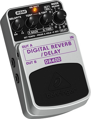 BEHRINGER DR400 DIGITAL REVERB/DELAY-Педаль цифровых стереофонических эффектов реверберации для гитар, бас-гитар и клавишных