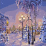 Картина по номерам 30х30 Зимний вечер (22 цвета)