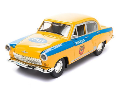 Машина "АВТОПАНОРАМА" ГАЗ-21 "Волга" 1/24 в/к  26*12*11см, желтая