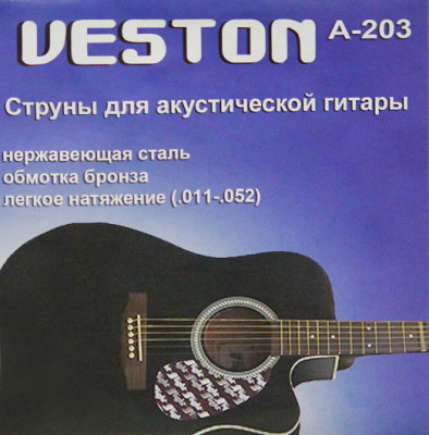 VESTON A203 Extra Light 11-52 струны для акустической гитары